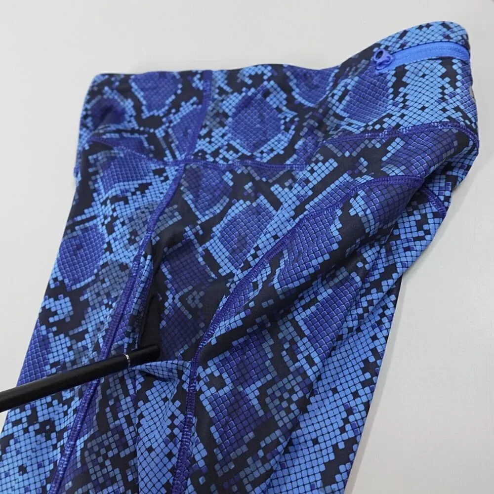 Lululemon Speed Tight IV Womens 2 Blue‎ Mini Ziggy Snake Full-On Athleisure